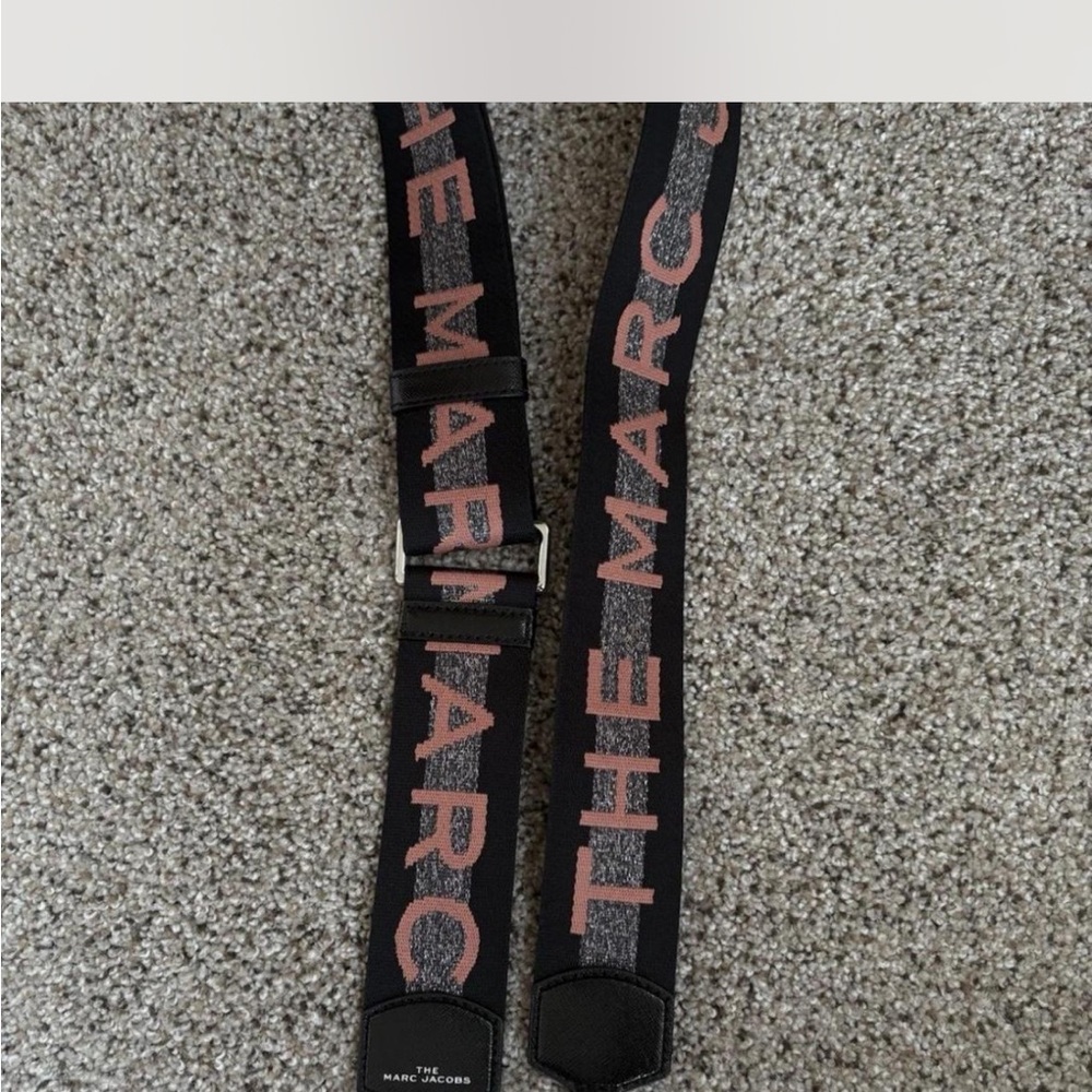 Marc Jacobs Black Pink Logo Adjustable Strap Silver Hardware